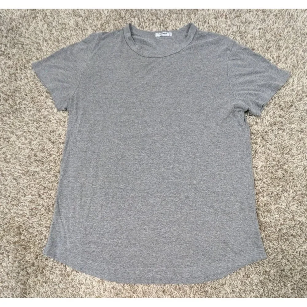 Buck Mason T-Shirt Mens Medium Gray Curved Hem Made In USA Tee Cotton Blend - Picture 1 of 8